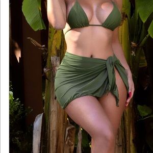 Matte Swim 3-piece Bikini in Olive